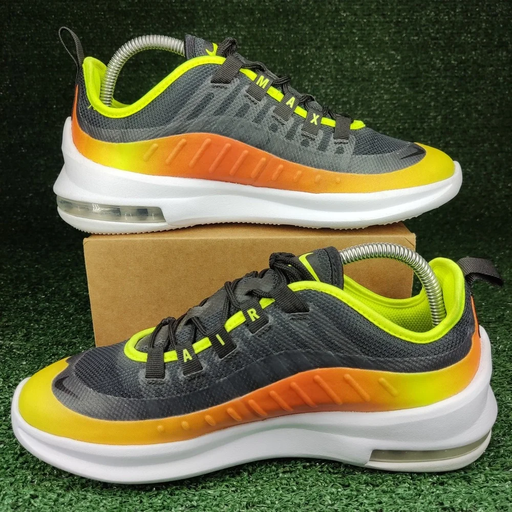 Nike Sneakers Kids 6.5Y Black Air Max Axis AV7590-001 Volt Orange Athletic Shoes